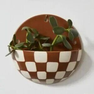 Accent Decor Doren Wall Planter Terracotta Checker Design New With Tags Wall-Mou